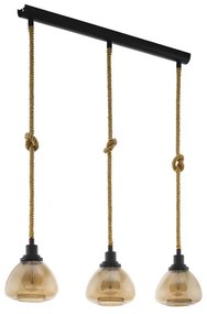 Φωτιστικό Οροφής Ράγα Rampside 43192 Black-Amber Eglo Steel,Glass