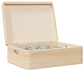 Ξύλινο κουτί με καπάκι και λαβές από μασίφ ξύλο πεύκο