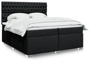 vidaXL Κρεβάτι Boxspring με Στρώμα Μαύρο 200x200 εκ. Υφασμάτινο