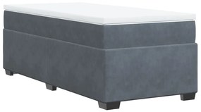 Κρεβάτι Boxspring με Στρώμα Σκούρο Γκρι 80x200 εκ. Βελούδινο - Γκρι