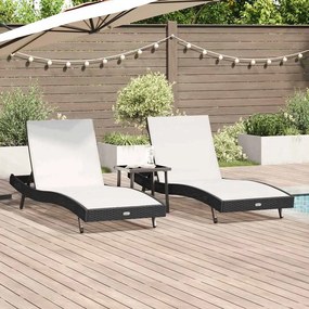 vidaXL Ξαπλώστρα 3 pcs Μαύρο και Λευκό 197 x 70 x 82 εκ.