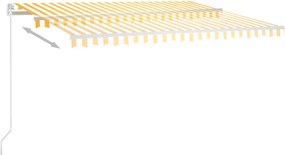 vidaXL Αναδιπλούμενη τέντα Κίτρινο και Λευκό 450 x 350 εκ