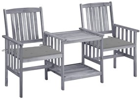 Καρέκλες Κήπου Με Τραπέζι και Μαξιλάρια από Μασίφ Ξύλο Ακακίας - Γκρι