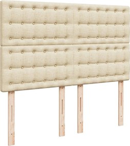 vidaXL Κρεβάτι Boxspring με Στρώμα Κρεμ 140x200 εκ. Υφασμάτινο