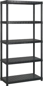 vidaXL Ραφιέρα Αποθήκευσης 5 Επιπέδων Μαύρη 340x40x185 εκ. Πλαστική