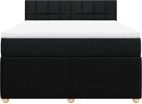 vidaXL Κρεβάτι Boxspring με Στρώμα Μαύρο 140x200 εκ. Υφασμάτινο
