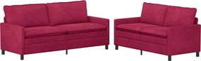 vidaXL Σετ Καναπέ 2 pcs Κόκκινο Βελούδο