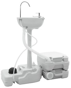 vidaXL Τουαλέτα Κάμπινγκ 2 pcs Γκρι, Λευκό 50.5 x 33 x 103 εκ