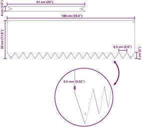 vidaXL Περίγραμμα γκαζόν 20 pcs 100 x 0,05 x 30 εκ Λευκό