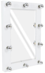 MIRROR-60x90-4 GloboStar® MAKEUP MIRROR-60x90-4 Μοντέρνος Καθρέπτης Μακιγιάζ με Πλαίσιο Φυσικού Ξύλου με Διακόπτη On/Off 10 x E27 AC220-240V - Μ60 x Π7 x Υ90cm - Λευκή Λάκα