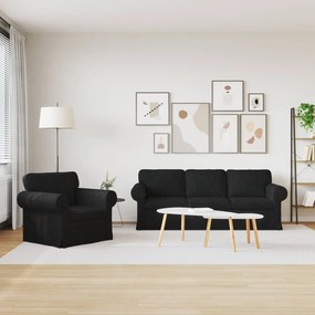 vidaXL Σετ Καναπέ 2 pcs Μαύρο 215 x 82 x 80 εκ ύφασμα