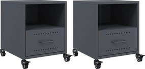 vidaXL Κομοδίνα 2 τεμ. Ανθρακί 36x39x43,5 εκ. από Χάλυβα