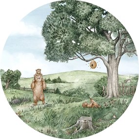 Bears and Bees Ταπετσαρια Τοιχου Πρασινο Στρογγυλη 80cm