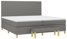 Κρεβάτι Boxspring με Στρώμα Σκούρο Γκρι 200x200 εκ. Υφασμάτινο - Γκρι