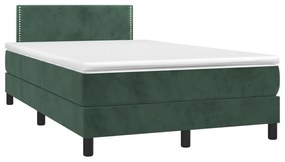 Κρεβάτι Boxspring με Στρώμα Σκούρο Πράσινο 120x190εκ. Βελούδινο - Πράσινο