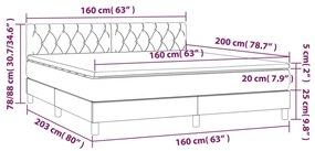 Κρεβάτι Boxspring με Στρώμα &amp; LED Taupe 160x200 εκ. Υφασμάτινο - Μπεζ-Γκρι