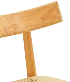Καρέκλα Clareta pakoworld rubberwood-σχοινί σε φυσική απόχρωση 53x55x79εκ