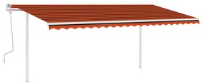vidaXL Τέντα Συρόμενη Χειροκίνητη με Στύλους Πορτοκαλί / Καφέ 5x3,5 μ.