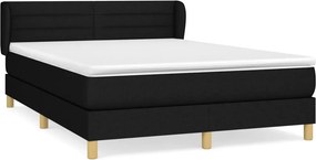 vidaXL Κρεβάτι Boxspring με Στρώμα Μαύρο 140x200 εκ. Υφασμάτινο