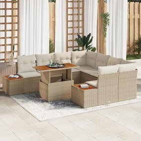 vidaXL Σέτ φαγητού για κήπο 9 pcs Μπεζ, Κρέμα 100 x 55 x 73 εκ