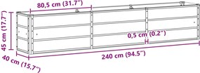 vidaXL Γλάστρα Ανθρακί 240 x 40 x 45 cm Ατσάλι