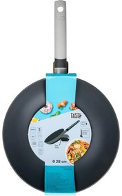 Ταψί Wok Tasty 678535, 28 cm, Μαλακή λαβή, Αλουμίνιο, Αντικολλητική επίστρωση, Γκρι