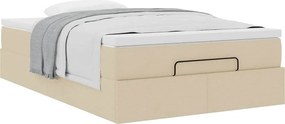 vidaXL Οθωμανικό κρεβάτι με στρώμα Creme 120x190 cm Ύφασμα