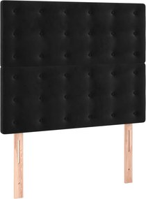 vidaXL Κρεβάτι Boxspring με Στρώμα Μαύρο 90x200 εκ. Βελούδινο
