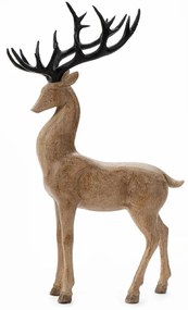 XMAS WOODY DEER 1 DECO POLYRESIN ΚΑΦΕ ΜΑΥΡΟ 27x12xH46cm