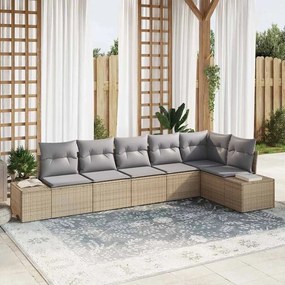 vidaXL Σετ Καναπέ Κήπου με μαξιλάρι 6 pcs Μπεζ, Ανοιχτό Γκρι