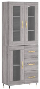 vidaXL Ντουλάπι Γκρι Sonoma 69,5 x 34 x 180 εκ. Επεξεργασμένο Ξύλο