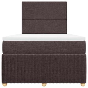 vidaXL Κρεβάτι Boxspring με Στρώμα Σκούρο Καφέ 120x200 εκ. Υφασμάτινο