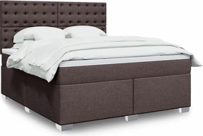 vidaXL Κρεβάτι Boxspring με Στρώμα Σκούρο Καφέ 180x200 εκ Υφασμάτινο