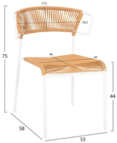 ΚΑΡΕΚΛΑ SUKI  ΜΕΤΑΛΛO ΛΕΥΚΟ KAI ΣΥΝΘ. RATTAN ΣΕ ΦΥΣΙΚΟ 54x62x80Υεκ