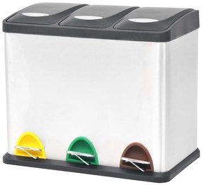 vidaXL Κάδος Απορριμμάτων/Ανακύκλωσης Διπλός 24 Λίτρα Ανοξείδ. Ατσάλι