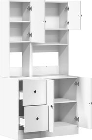 vidaXL Στήλη Κουζίνας Λευκή 95 x 50 x 180 εκ. από Επεξεργασμένο Ξύλο