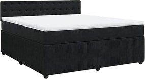 vidaXL Κρεβάτι Boxspring με Στρώμα Μαύρο 180x200 εκ. Βελούδινο