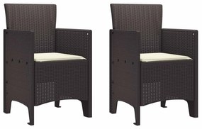 Καρέκλα Κήπου 2 pcs Καφέ 53 x 49 x 85 εκ. PP