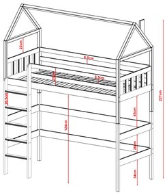 Υπερυψωμένο Σπιτάκι Gloria από μασίφ ξύλο Grey 90×200cm (Δώρο 10% Έκπτωση στο Στρώμα)