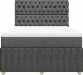 vidaXL Κρεβάτι Boxspring με Στρώμα Σκούρο Γκρι 140x200 εκ Υφασμάτινο