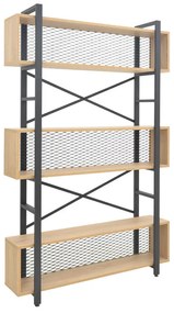 Βιβλιοθήκη Fifer pakoworld σε oak-μαύρη απόχρωση 120x28x185εκ