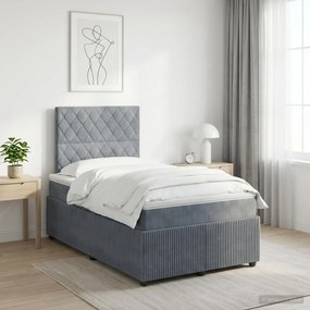 vidaXL Κρεβάτι box spring με στρώμα Σκούρο Γκρι 120 x 200 cm Βελούδο