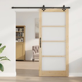 vidaXL Συρόμενη Πόρτα  με Σετ Εξαρτημάτων 'ORKDAL' Μασίφ Ξύλο & Γυαλί