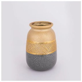 Βάζο Κεραμικό Χρυσό &amp; Γκρι 13.5x13.5x19cm 752-20284 Estheti-752-20284-Γκρι 752-20284