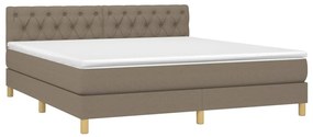 ΚΡΕΒΑΤΙ BOXSPRING ΜΕ ΣΤΡΩΜΑ &amp; LED TAUPE 160X200 ΕΚ. ΥΦΑΣΜΑΤΙΝΟ 3133969