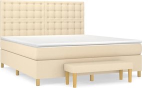 vidaXL Κρεβάτι Boxspring με Στρώμα Κρεμ 180x200 εκ. Υφασμάτινο