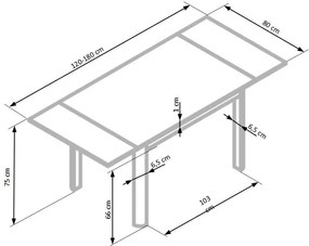 ALSTON extension table color: beige/white DIOMMI V-CH-ALSTON-ST-BEŻOWY