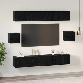 vidaXL Σετ επίπλου τηλεόρασης 8 pcs Μαύρη Οξυά Επεξεργασμένο ξύλο
