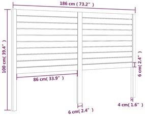 vidaXL Κεφαλάρι Κρεβατιού Μαύρο 186 x 4 x 100 εκ. Μασίφ Ξύλο Πεύκου