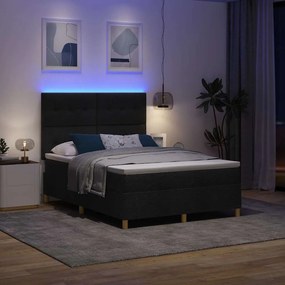 vidaXL LED Κρεβάτι με βάθρο με στρώμα Μαύρο 160 x 200 cm ύφασμα